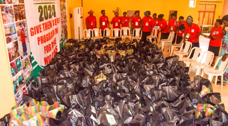 Some bags of the food items distributed